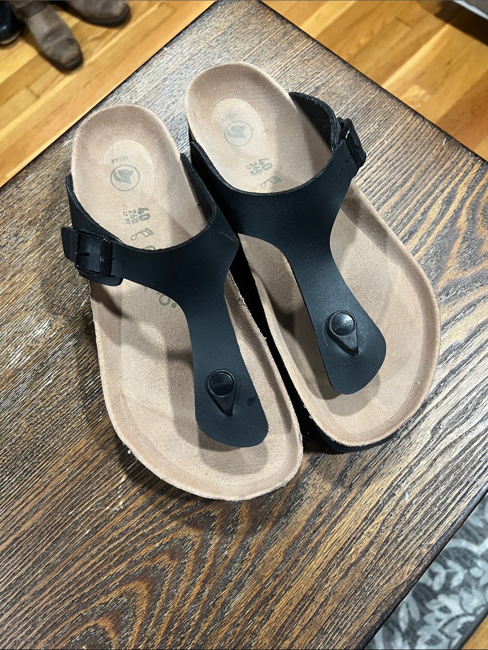 Papillio Black Thong Sandals with Buckle